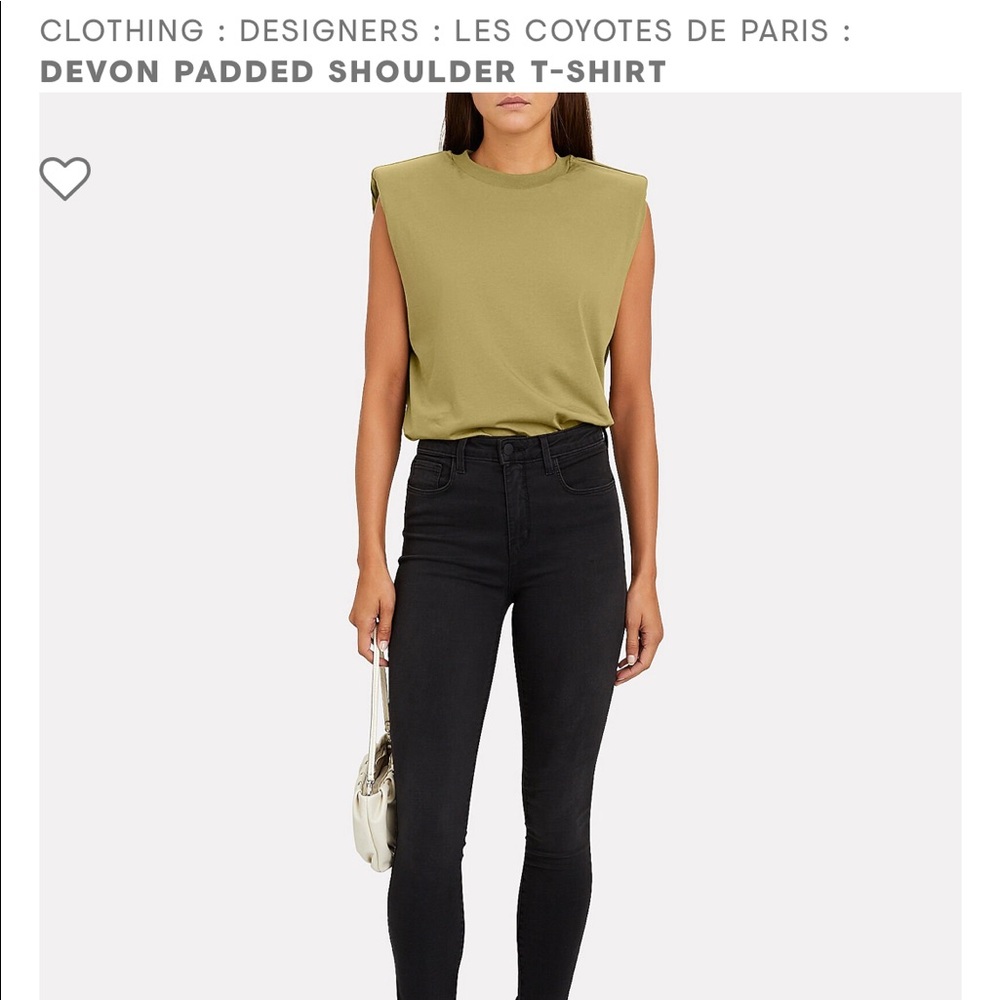 Les Coyotes de Paris. Devon padded shoulder t-shirt Olive/army. Size 38/S-M/4-6